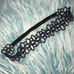 Metallic Grey Beaded Floral Headband